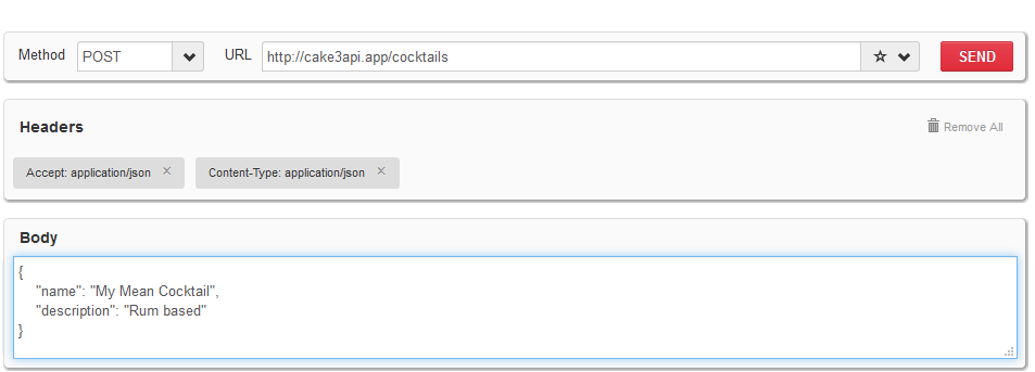 API Request Headers for add action
